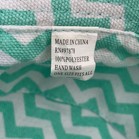 Turquoise and White Chevron Print on Inside and Turquoise on Outside Bucket Hat - Picture 7 of 8